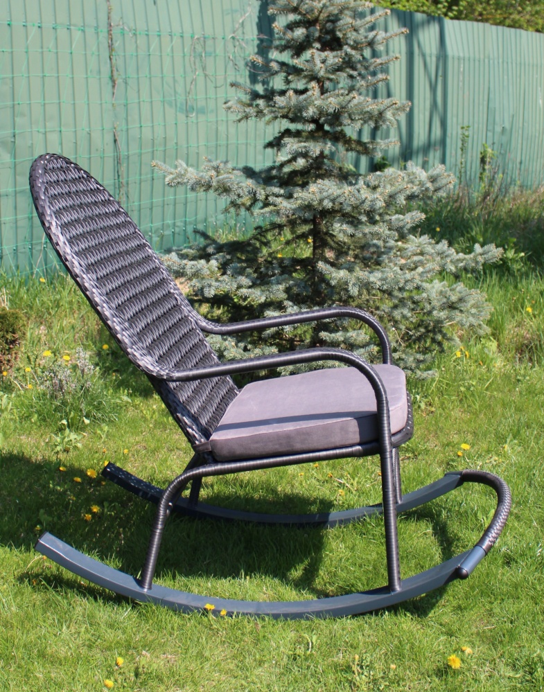 Крісло-гойдалка GreenGard плетене Relax (графіт+подушка сіра)