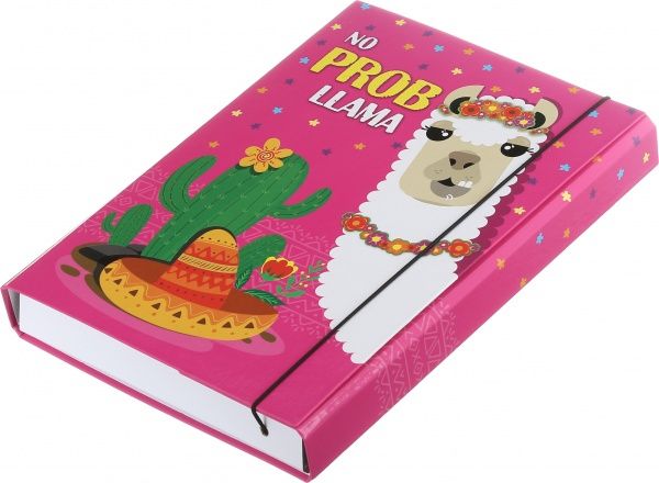 Папка-короб No prob Lama 25х32 на резинке розовая iTEM