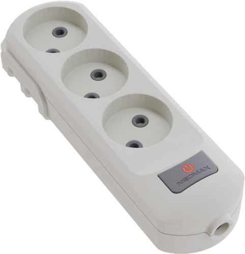 Колодка Neomax без заземления 3 гн. без выключателя белый NX502300