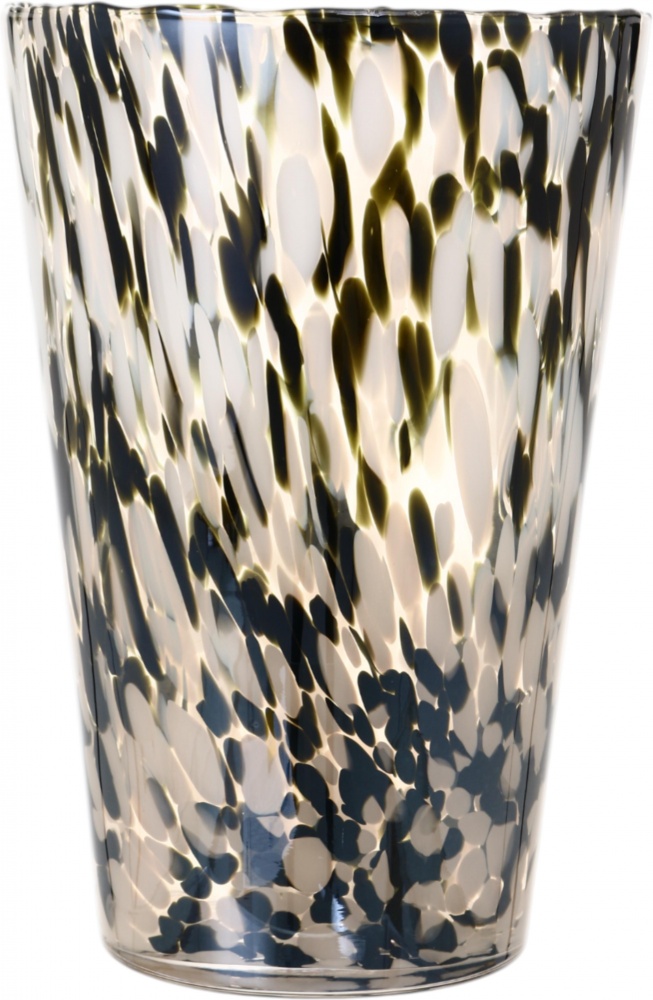 Ваза стеклянная Wrzesniak Glassworks Confetti 35 см черно-белая 17-6999