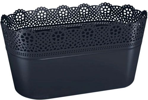 Кашпо пластикове Prosperplast Lace овальний 2,7л антрацит (78979-433) 