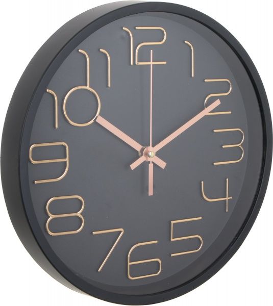 Годинник настінний Moment чорний із золотими цифрами 30 см