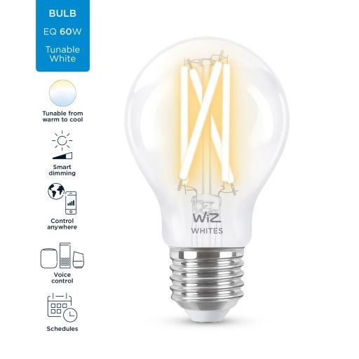 Умная лампа WIZ Smart FIL Wi-Fi 7 Вт A60 прозрачная E27 220 В 2700-6500 К 929003017201 