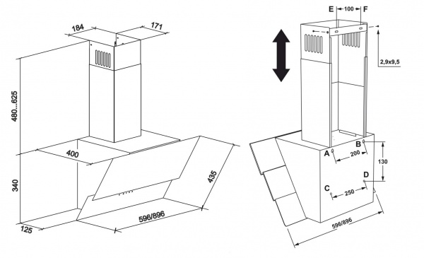 Витяжка Eleyus GALANT 1200 LED 60 BL