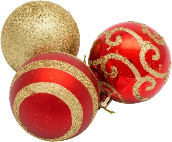 Набор игрушек Шар декорированный красный с золотом d70 мм 6 шт./уп.  