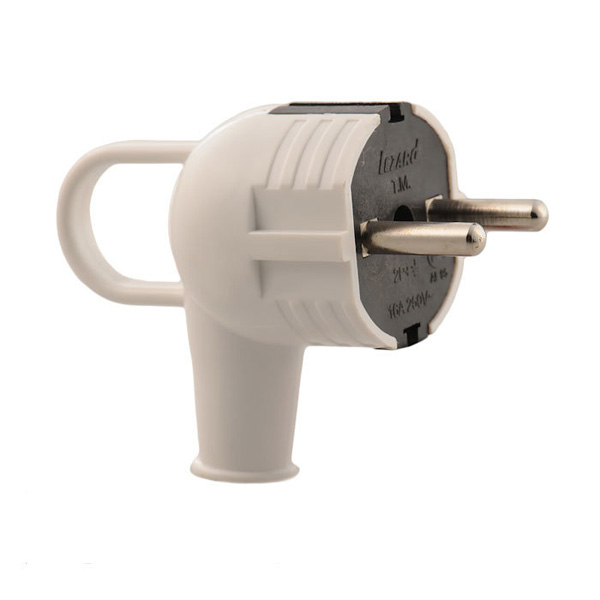 Вилка электрическая с ручкой Lezard с заземлением 220В 16А IP20 белый