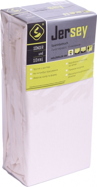 Простирадло трикотажне 140x200 см молочний Songer und Sohne 