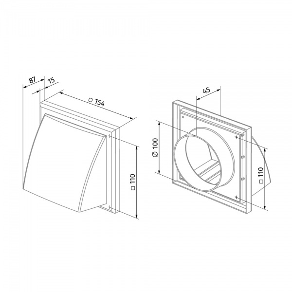 Витяжний ковпак Вентс МВ 102 ВК пластик сірий 