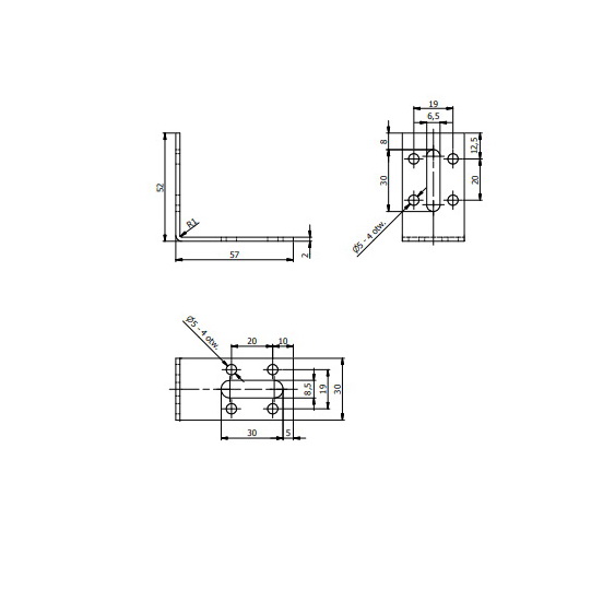 Кутник монтажний Domax L-подібний 50x55x30 мм 2 мм KRD1