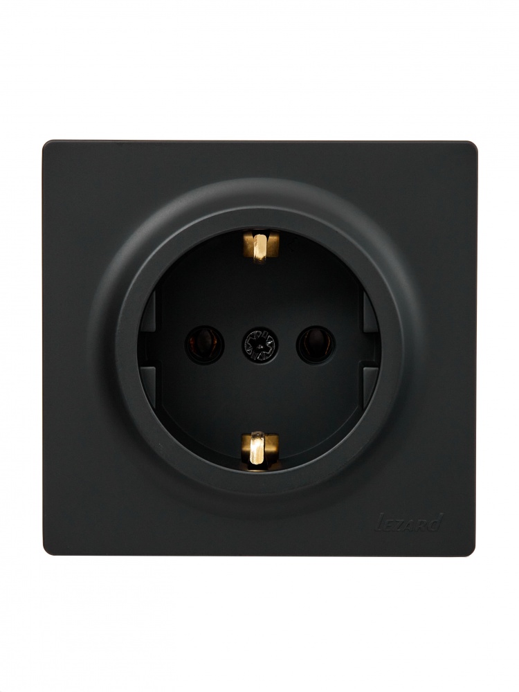 Розетка бытовая с заземлением Lezard LETO IP20 антрацит 752-4200-122B