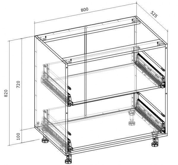 Тумба нижня Грейд з 2 тандембоксами ТОП/фасади МДФ 800x820x522 мм ваніль 