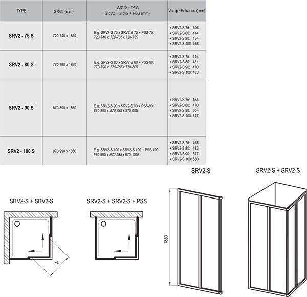Душевая кабина Ravak SRV2-90 195 S сатин + transparent