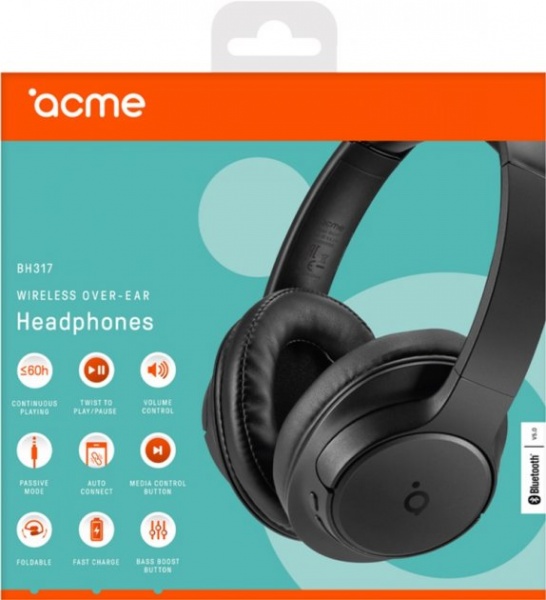 Гарнітура Acme BH317 Wireless over-ear headphones black (4770070882160) 