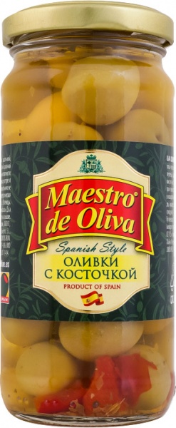 Оливки Maestro De Oliva с косточкой Spanish Style 240г (8436024297775)