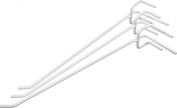 Крючок на сетку одинарный 250 мм 10шт. белый