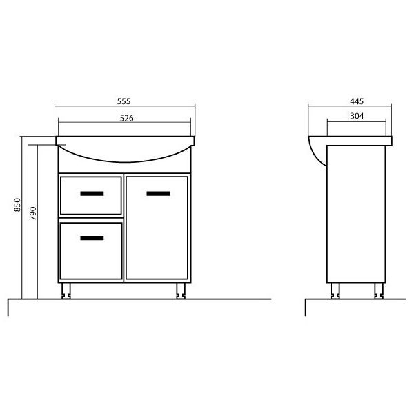 Тумба с умывальником Аква-Родос Оптима 01S0155 55 см белая