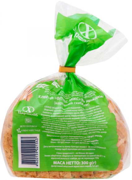 Хлібці Цар хліб нарізний бездріжджовий Фітнес-мікс 300 г (4820159021543)