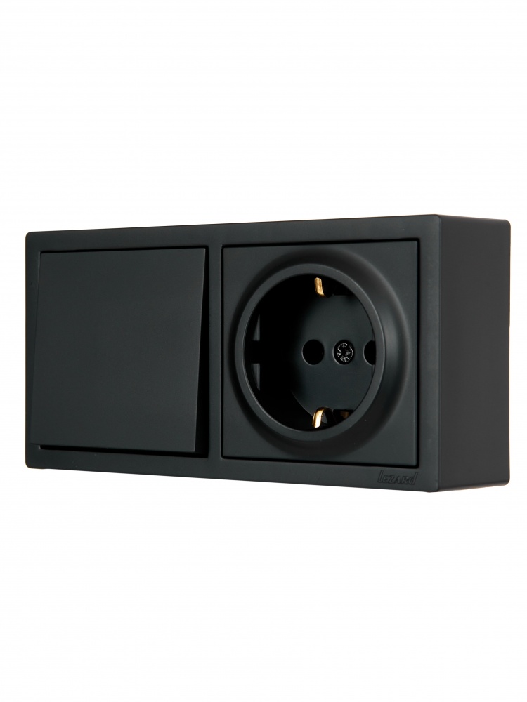 Розетка + выключатель одноклавишный Lezard LETO антрацит 752-4200-170BAP