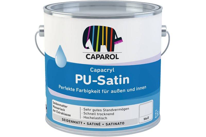 Емаль поліуретанова Caparol Capacryl PU-Satin Base W шовковистий мат біла 2,4л — фото 1