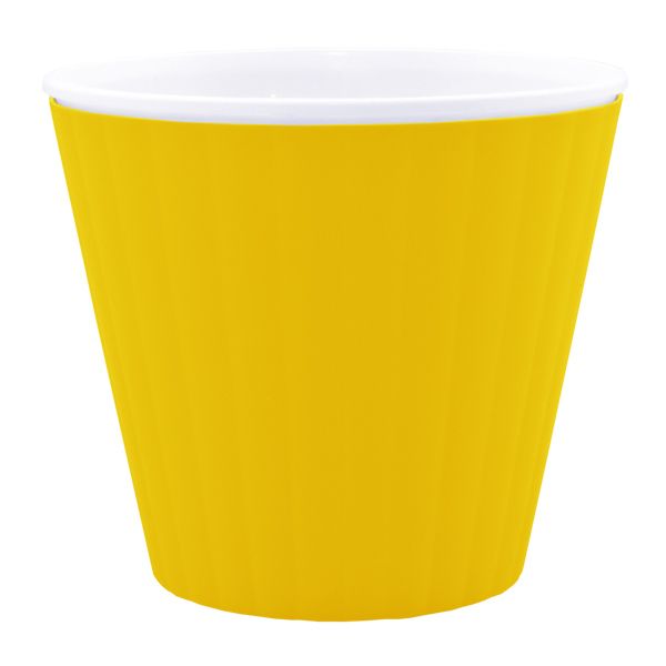 Горшок пластиковый Алеана Ибис круглый 1,6л желтый с белым (114034) 