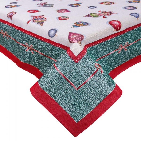 Скатерть Елочные украшения 137x240 см Limaso 