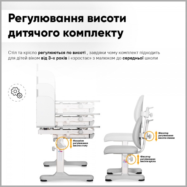 Комплект мебели детский Evo-kids BD-28 Panda Grey