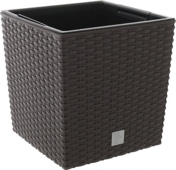 Горшок пластиковый Prosperplast Rato low 2 в 1 квадратный 15,8л коричневый (70894-440) 