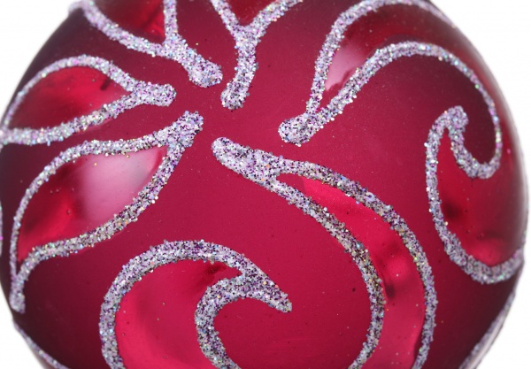 Шар новогодний со сложным узорным рисунком d 80 мм красный