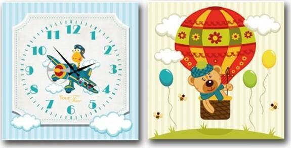 Часы настенные детские на холсте Летчик 28x28 см 06-117