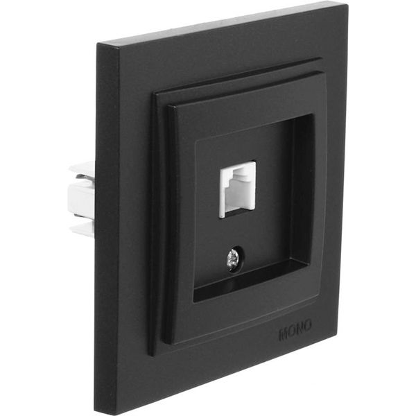 Розетка телефонна із заземленням Mono Despina без шторок без кришки графіт 102-202005-124