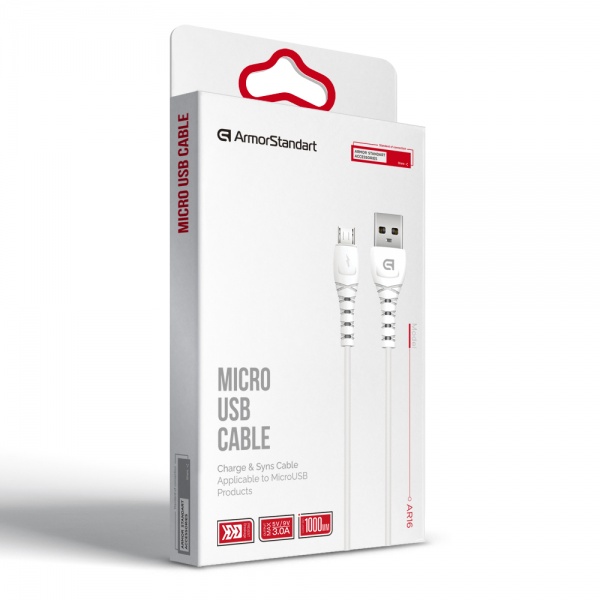 Кабель Armorstandart AR16 micro USB 3A 1m White белый (ARM59532) 