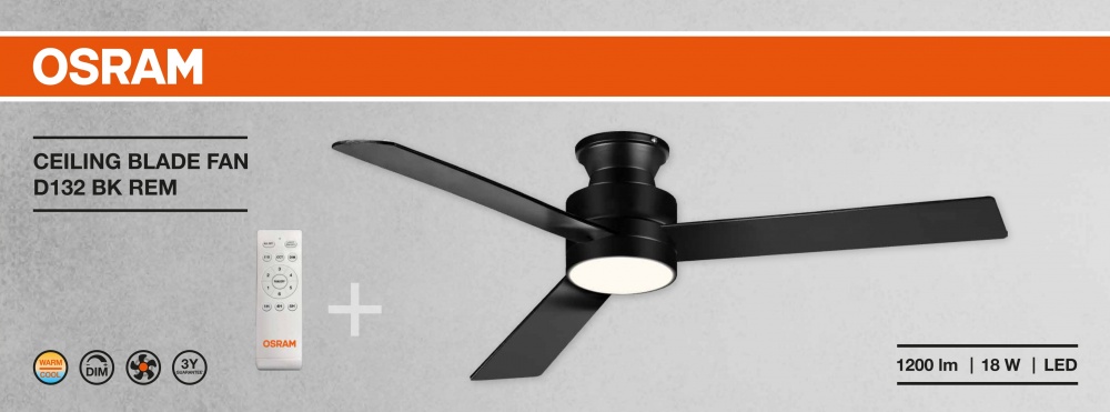 Люстра-вентилятор Osram CEILING BLADE 1x18 Вт LED-модуль black FAN Blade BK