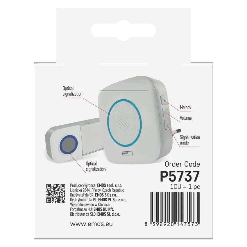 Звонок беспроводной Emos 220В белый P5737