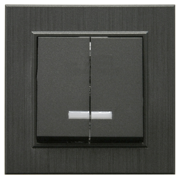 Механізм вимикача двоклавішний Makel Karea з підсвіткою димчастий 57050023