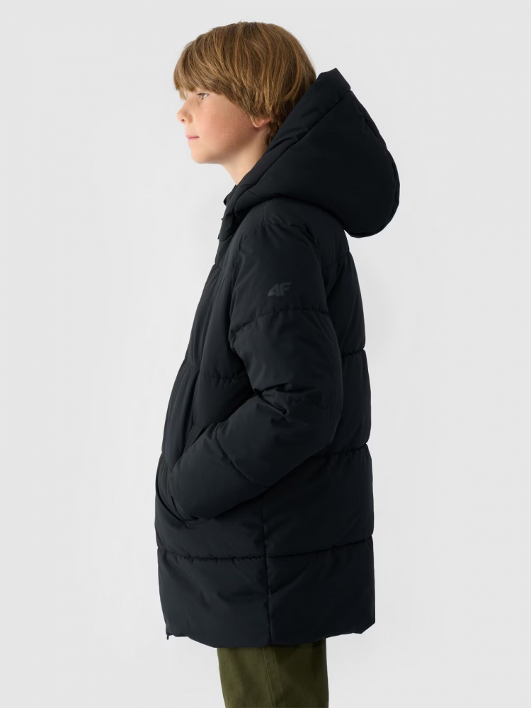 Пуховик для хлопчиків зимовий 4F DOWN JACKET M464 4FJWAW24TDJAM464-20S р.134 чорний