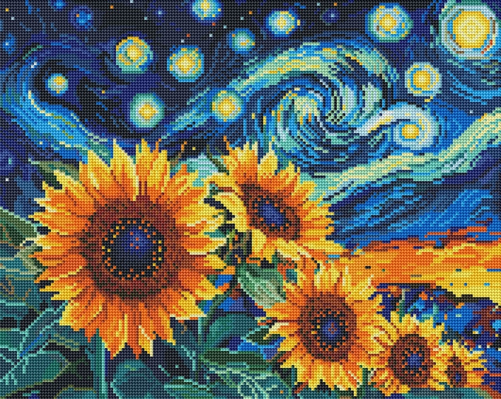 Алмазная мозаика Подсолнечник в стиле Ван Гога 40x50 см Brushme