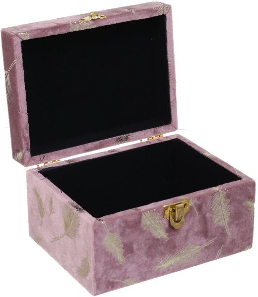 Сундук для украшений Листья 16х12х9 см пудровый с золотым