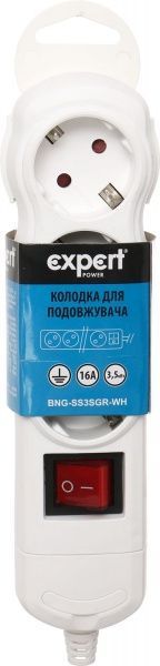 Колодка Expert Power із заземленням 3 гн. білий BNG-SS3SGR-WH 