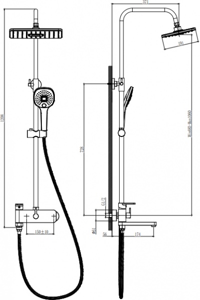 Душова система EGO Premier зі змішувачем для ванни