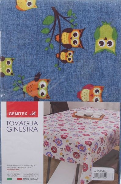 Скатертина Ginestra сови 140x180 см синій Gemitex 