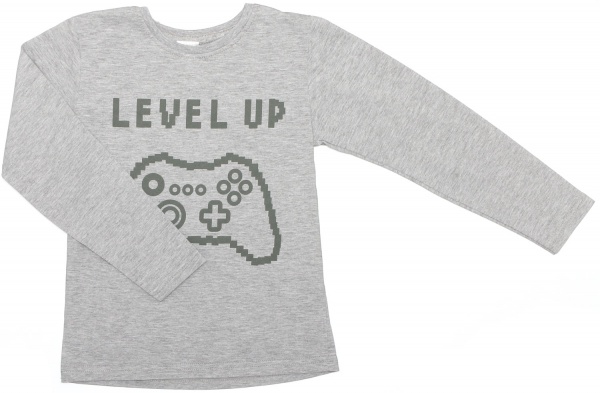 Реглан для мальчика Luna Kids Level up р.110 серый меланж 