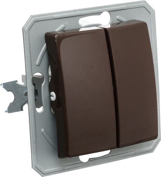 Вимикач двоклавішний TEM Ekonomik без підсвітки 10 А 250В шоколадний SE50CBXO-U