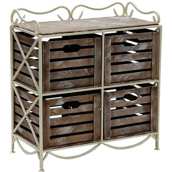 Этажерка Le-Puf на 4 ящики (2x2) 760x710x360 мм кремовая