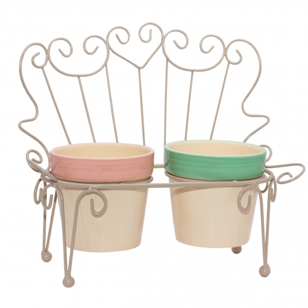 Декорация садовая Диванчик (металл) с горшками