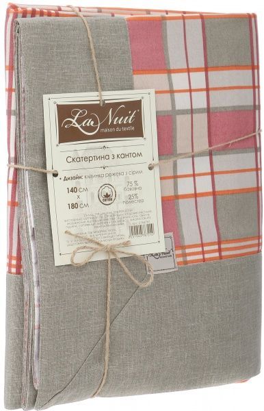 Скатерть с кантом Шато 140x180 см клетка розовая 140x180 см розовый La Nuit 