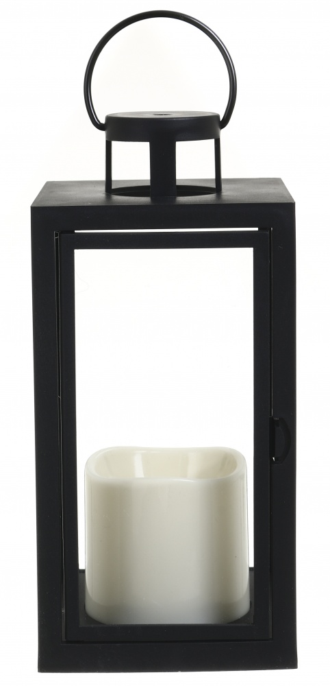 Свічка - ліхтар LED із свічкою 10х10х21 см чорний Pako-If