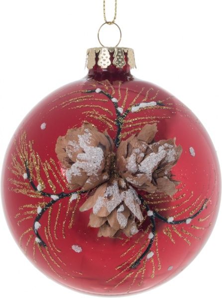 Шар стеклянный d80 Шишечки JF140507 красный