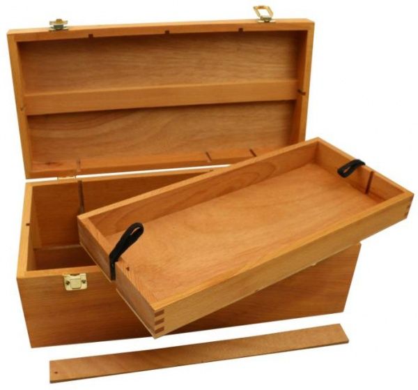 Пенал для художніх матеріалів дерев'яний 40х20х15 см дерево світле D.K.Art&Craft