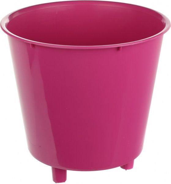 Горшок пластиковый Алеана Деко Полоски круглый 1л фуксия 