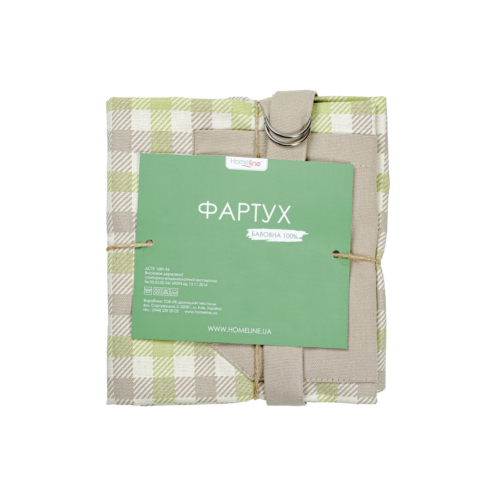 Фартук кухонный Клеточка оливково-бежевый Homeline